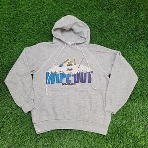Vintage Wipe-Out Ski Hoodie Womens Medium 19x21 Gray